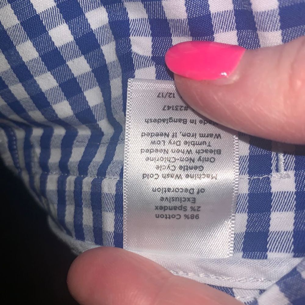 Talbots blue & white checked ankle pants 6 - Picture 6 of 6